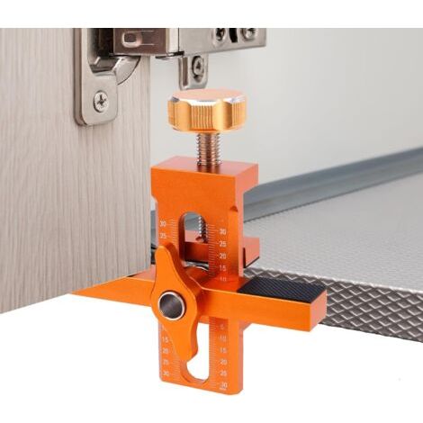 QORVA-Gabarit Montage de Porte d'Armoire, Positionneur d Installation de Porte Réglable en Alliage d'Aluminium pour Support et l'Alignement des Portes d'Armoire Sans Cadre(Orange) (1/5)