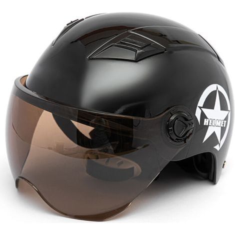 Ulisem Casque de moto demi-ouvert, taille réglable, équipement de protection pour la tête, unisexe, noir (1/4)