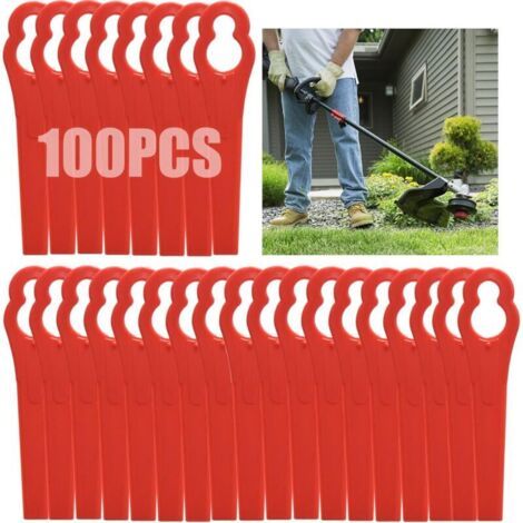 Lot de 100 lames de coupe-herbe en plastique, lames de débroussailleuse sans fil 83 mm lames de coupe pour tondeuse à gazon lames de rechange pour tondeuse à gazon Einhell-rouge (1/5)