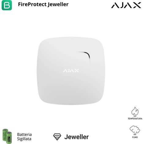 38105 - Jeweller - FireProtect - Detector inalámbrico de humo con sensor de temperatura, sirena integrada - color white - Ajax seguridad inalámbrica