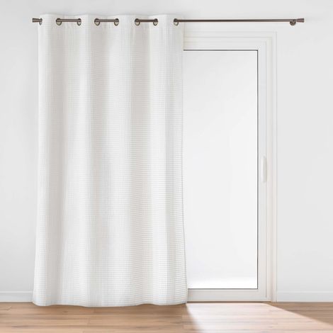 Rideau en Velours Relief "Swing" 140x260cm Blanc (1/5)