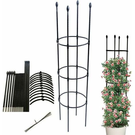 Obélisque de jardin, support de plantes grimpantes, cage à tomates stable, treillis de jardin, cage de culture de légumes, fleurs et fruits grimpants pour le jardin, balcon - hauteur de la plante 133c (1/5)