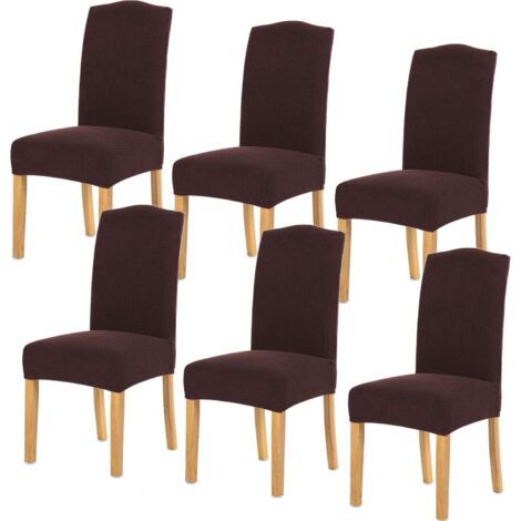 Housse de Chaise 6 pièces,Salle à Manger Stretch Extensible Antidérapante Couverture de Chaise,Housse de Salle à Manger Amovible Lavable Housse de Chaise pour Salle(6 pièces,Chocolat) (1/5)