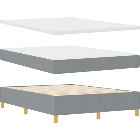 Box Spring Bed with Mattress Light Grey 140 x 200 cm Fabric vidaXL (1/5)