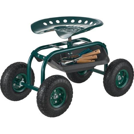 Siège de Jardin Roulant, Tabouret de Jardinage sur Roues Robuste avec Panier de Rangement à Outils, Capacité de Charge 136 kg, Chariot avec Siège pour Désherbage, Plantation, Terrasse, Extérieur (1/5)