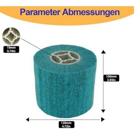 Manchon abrasif nylon - Grain 320 Résistant à l'abrasion - Polissage bois et finition satinée - Ø120x100mm (1/5)