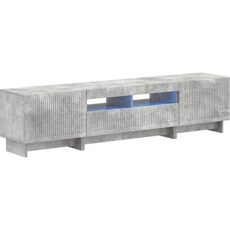 5 Piece LED TV Cabinet Concrete Grey Engineered Wood vidaXL (1/5)