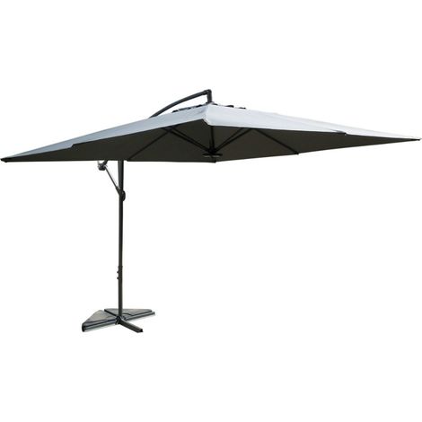 Sonnenschirm grau, versetzt, quadratisch, 3 x 3 m, LED SOLENZARA