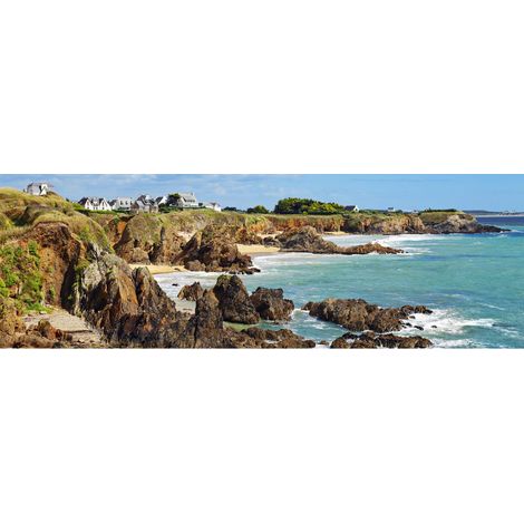 Tableau sur toile côtes Quimper 30x97 cm - Impression sur Toile Murale Décorative - Image imprimée en HD sur Toile - Toile sur Châssis en Bois FSC - Fabriqué en France (1/4)
