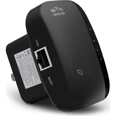 Amplificador repetidor WiFi, extensor WiFi de 300 Mbps y 2.4 GHz con función AP/repetidor y WPS, incluye cable de red RJ45 (1/4)