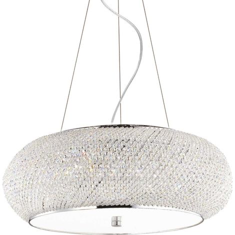 Ideal Lux Pasha' - 10 Licht Decke Anhänger Chrom mit Kristallen, E14 (1/2)