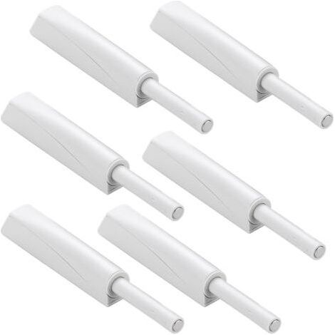 6 Pack White Push to Open Push to Open Door Closers - Soft Close Door Dampers - for Cabinet Doors, Drawers, Push Openers - Magnetic Snap Latches (1/5)