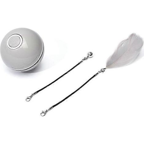 Jouet interactif intelligent pour chat : balle LED rotative automatique avec cloche et plume, rechargeable par USB, mouvement électrique pour chat. (1/4)