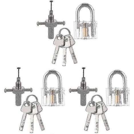 1 jeu de cadenas à lames transparentes avec disque de retenue et outils de crochetage, avec 3 clés (1/5)