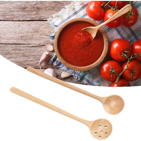 Cuillère en bois de style japonais, petite et à manche fin  cuillère à café en bois de hêtre à ouverture arrondie  cuillère à sauce japonaise. (1/5)