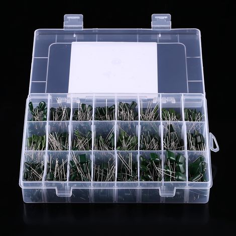 Kit de 660 condensateurs polyester 100V, 24 valeurs, 0,22nF à 470nF, boîtier assorti (1/5)