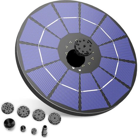 Fontaine Solaire Extérieur 3.5W, Flottante Pompe Bassin Solaire avec Batterie et 6 Buses, pour Bain d'oiseaux Etang Jardin Fontaine (3.5W) (1/5)