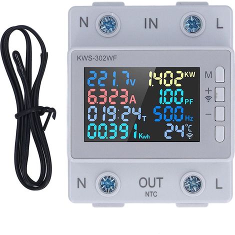 Compteur d'énergie WIFI sans fil LED affichage couleur Rail consommation d'énergie AC170-270V 63A (1/5)