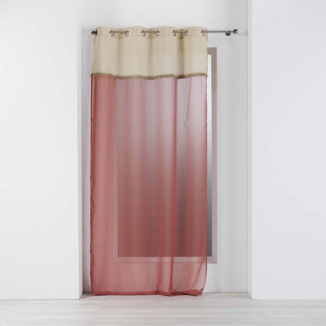 Douceur D'Intérieur – Voilage à oeillets 140 x 240 cm – Voile sablé et jute – Couleur terracotta – Filtrage de lumière et préservation de l'intimité (1/4)