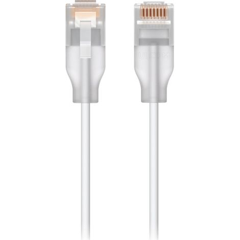 Câble réseau Ubiquiti UACC-Cable-Patch-EL-0.3MW translucide. Blanc Cat6 (1/5)