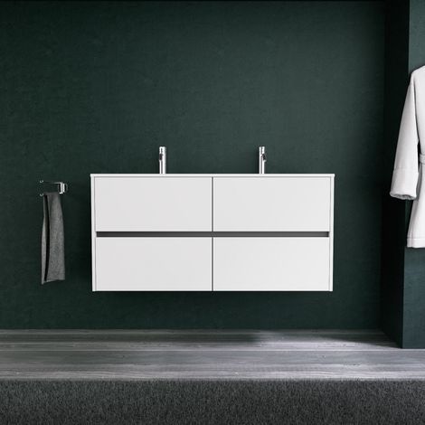 Inda - Mobile bagno L.120 con doppio lavabo opaco / Bianco opaco