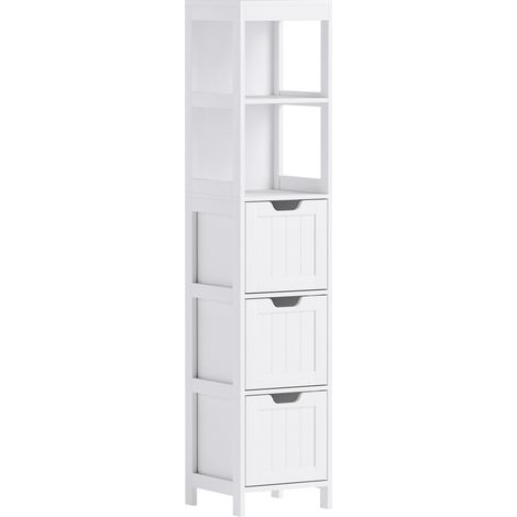 Mobile bagno colonna bianco con 3 cassetti e 2 vani aperti 30 x 30 x 142,4 cm MODENUIT (1/5)