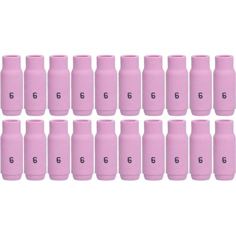 20 Stück 10N48 6 WIG-Gaslinse Aluminiumoxid WIG-Aluminiumoxiddüse Keramikbecher passend für GTAW-Schweißgerätezubehör