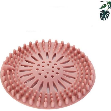 Bouchon et récupérateur de cheveux en silicone pour bonde de douche avec ventouse, rose - Pour la cuisine et la salle de bain (1/5)