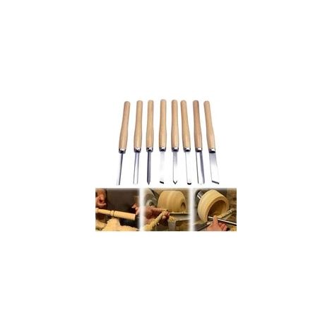 8PCS Outils de Tournage Coffret,Professionnelle Jeu de Ciseaux, jeu de burins de tour à bois antirouille pour les professionnels ou les amateurs de sculpture sur bois