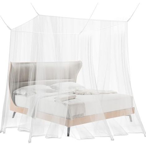 Moustiquaire de Lit, Moustiquaire pour Lit Double Prévenir Les Moustiques Grand Moustiquaire de Lit Polyester Moustiquaire pour Camping Maison Jjardin 200x220x200cm (1/5)