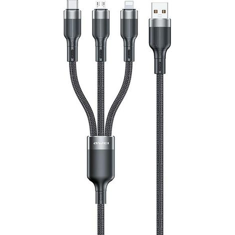 Cavo Awei CL-975 USB-C/Lightning/Micro 3 in 1 nero/nero