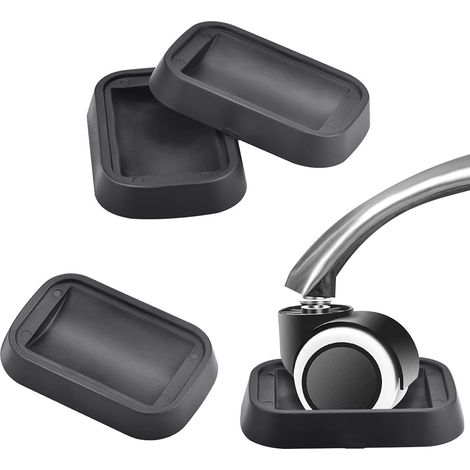 Pcs Anti-Slip Furniture Caster Pads, Rubber Chair Caster Cups, Rectangular Chair Roller Pads, Furniture Caster Cups for Piano and Office Chairs (1/5)