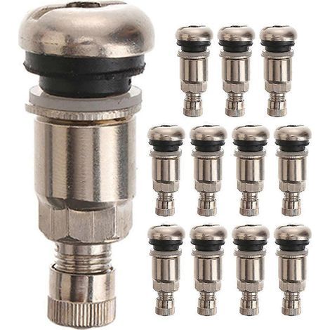 Set mit 12 Autoreifenventilkappen, Ventilabdeckungen aus Edelstahl – 4,4 x 1,7 x 0,9 cm – Gold (1/4)