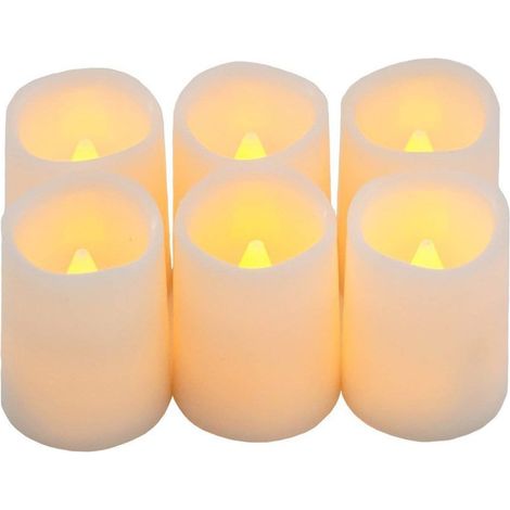 Bougie Sans Flamme - Bougie Votive à Télécommande - Fonction Clignotement Naturel - Minuterie 5 H - Alimentation par Piles - Diamètre 3,8 cm x Hauteur 4,4 cm - Lot de 2 (1/5)