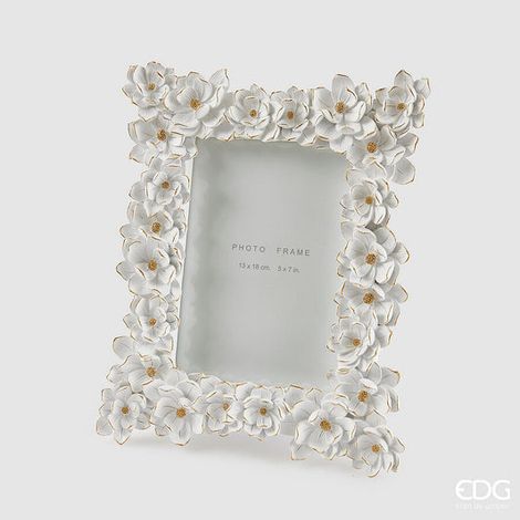 EDG Enzo De Gasperi Portafoto Elleboro Rettangolare H27x22 cm Bianco Oro – Cornice Decorativa (1/2)