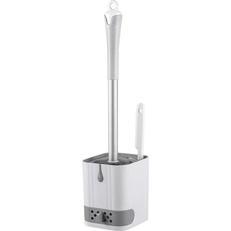Ensemble Brosse et Support Wc - Blanc/gris - Tête de Brosse à Couture Fine avec Support de Ventilation - Kit de Nettoyage en Profondeur Mural pour (1/5)