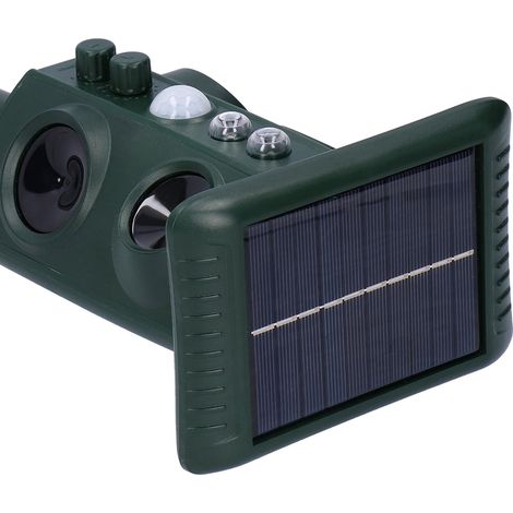 Dispositif anti-animaux extérieur à cinq vitesses, alimenté à l'énergie solaire, avec double stroboscope LED ultrasonique haute puissance (1/5)