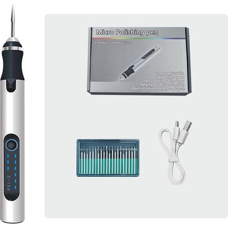 Stylo graveur électrique sans fil, mini outil de gravure professionnel rechargeable par USB pour bijoux, bois, métal, pierre, plastique, argent (1/5)