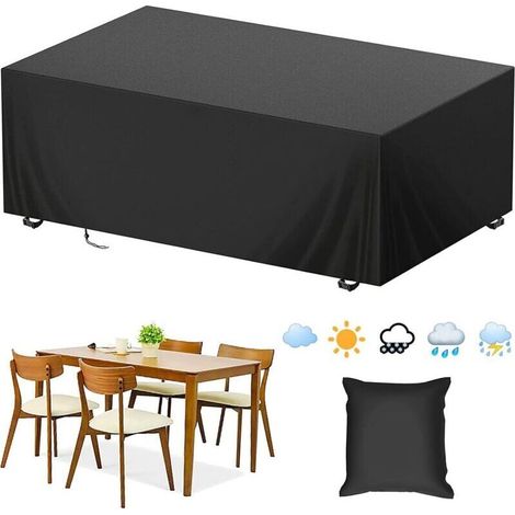 Housse Protection Jardin - Tissu Oxford 210D - Anti-Uv Coupe-Vent Résistant Pluie - Pour Tables Chaises Meubles Extérieur - 1 Pièce (1/4)