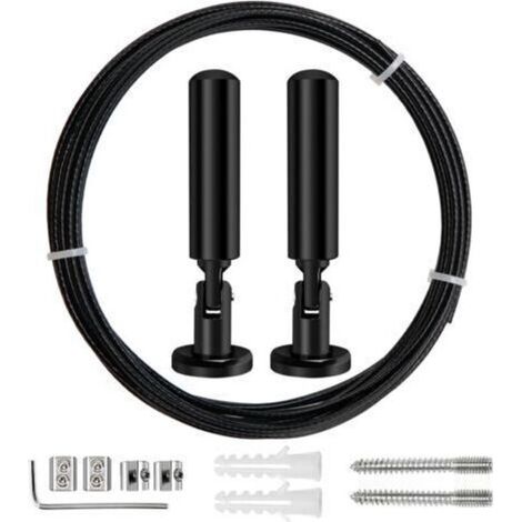Black steel cable curtain rod – Complete 5-meter kit for balcony or indoor use, easy to install and adjustable