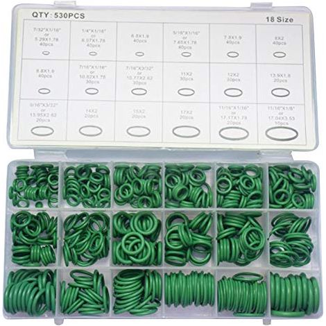 Joints Toriques Kit 530 Tailles O-Ring Étanchéité Joints Assortiment en Caoutchouc, Hydraulique Climatisation Anneaux d'Étanchéité pour Voiture Electroménagers, Roulement, Pompe (1/5)