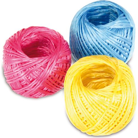 EUROTOOLS Ficelle d'emballage, 3x 50 m, 3 couleurs