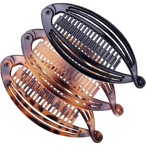 3 Pièces Pince Banane Cheveux Femme,Banana Clip,Pinces Queue de Poisson pour Boucles Grossières Rétro,Accessoires Cheveux Longs Banane Cheval Française Peigne à Cheveux Porte pour Femmes Filles Dames (1/5)
