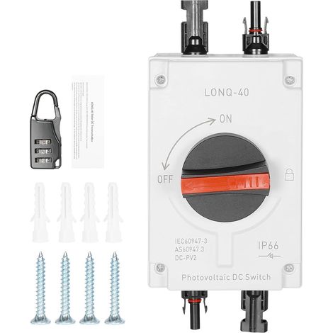 DC isolateur Interrupteur, Sectionneur Photovoltaic DC Isolator Switch IP66 Étanche DC Isolateur pour Panneau Solaires 32A 1200V