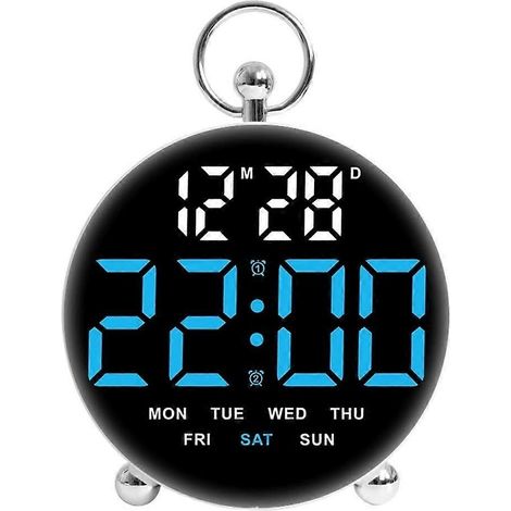 Digitaler Timer mit Temperaturanzeige, intelligenter LED-Beleuchtung, Sprachsteuerung, einstellbarer Helligkeit, Blau