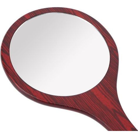 Miroir À Main - Verre HD - Poignée En Hêtre - Trou De Suspension - Pour Coiffure Et Maquillage - 28 X 13 Cm (1/4)