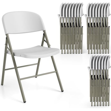 6er-Pack Klappstühle, Metall & Kunststoff, Tragkraft 150 kg, Weiß
