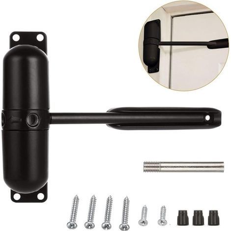 Automatischer Türschließer – 115 x 25 mm – Verstellbare Türfeder für Innen- und Außentüren bis 60 kg – Schwarz (1/5)