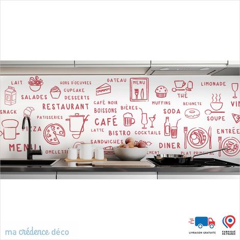 Crédence : Dessin food clair - Couleur Rosé - Alu composite - 120 - 60 (1/3)