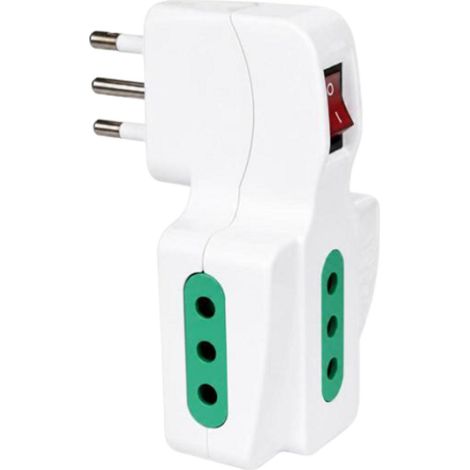 EcoPrice Adattatore Triplo 3 10A Spina 2P+T 10A + Interruttore